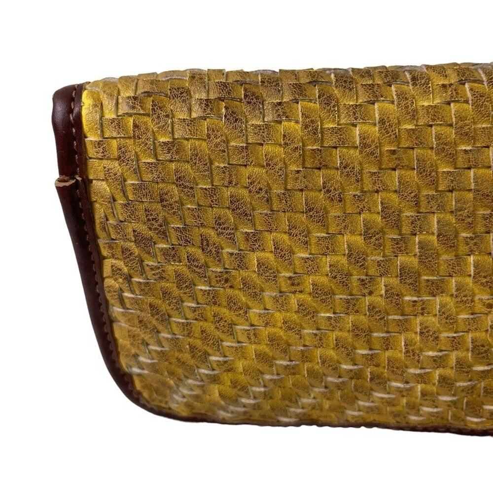 Mode Luxe Womens Woven Brown Tan Wristlet Zip Around Wallet Clutch Coin Purse - Picture 3 of 16